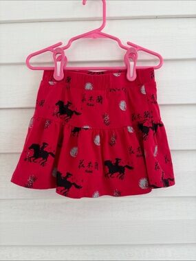 Disney Mulan Red Skort Girls 6 Horse Print Legendary Warrior Asian Inspired